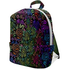 Flowers Zip Up Backpack