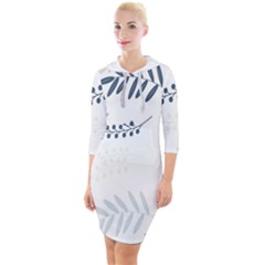 Flower-white Quarter Sleeve Hood Bodycon Dress by nateshop