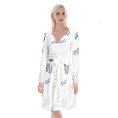 Flower-white Long Sleeve Velvet Front Wrap Dress by nateshop