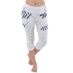 Flower-white Lightweight Velour Capri Yoga Leggings by nateshop