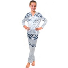 Flower-white Kid s Satin Long Sleeve Pajamas Set by nateshop