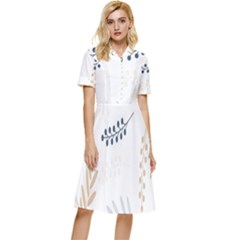 Flower-white Button Top Knee Length Dress