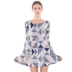 Geometric Long Sleeve Velvet Skater Dress by nateshop