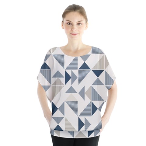 Geometric Batwing Chiffon Blouse by nateshop