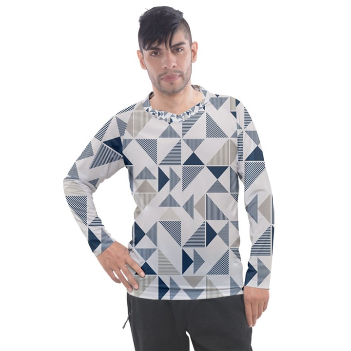 Geometric Men s Pique Long Sleeve Tee