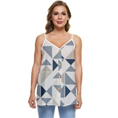 Geometric Casual Spaghetti Strap Chiffon Top by nateshop