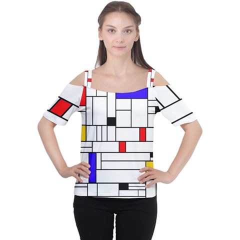 Illustration Geometric Abstract Plates Mosaic Cutout Shoulder Tee by Wegoenart