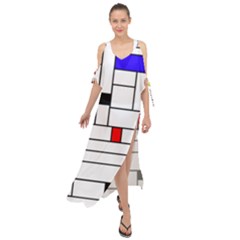 Illustration Geometric Abstract Plates Mosaic Maxi Chiffon Cover Up Dress by Wegoenart