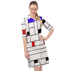 Illustration Geometric Abstract Plates Mosaic Long Sleeve Mini Shirt Dress by Wegoenart