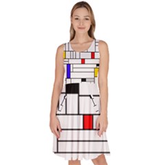 Illustration Geometric Abstract Plates Mosaic Knee Length Skater Dress With Pockets by Wegoenart