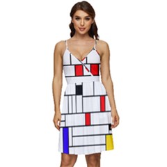 Illustration Geometric Abstract Plates Mosaic V-neck Pocket Summer Dress  by Wegoenart