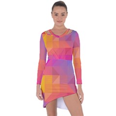 Illustration Geometric Pattern Design Graphic Asymmetric Cut-out Shift Dress by Wegoenart