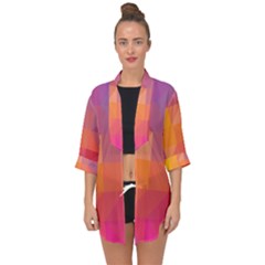 Illustration Geometric Pattern Design Graphic Open Front Chiffon Kimono by Wegoenart