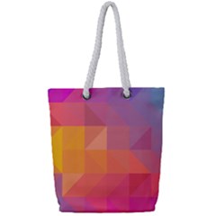 Illustration Geometric Pattern Design Graphic Full Print Rope Handle Tote (small) by Wegoenart