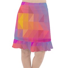 Illustration Geometric Pattern Design Graphic Fishtail Chiffon Skirt by Wegoenart