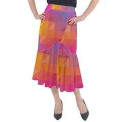 Illustration Geometric Pattern Design Graphic Midi Mermaid Skirt by Wegoenart