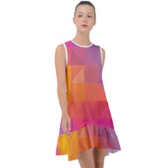 Illustration Geometric Pattern Design Graphic Frill Swing Dress