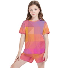 Illustration Geometric Pattern Design Graphic Kids  Tee And Sports Shorts Set by Wegoenart