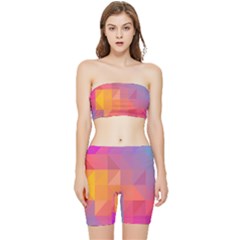 Illustration Geometric Pattern Design Graphic Stretch Shorts And Tube Top Set by Wegoenart