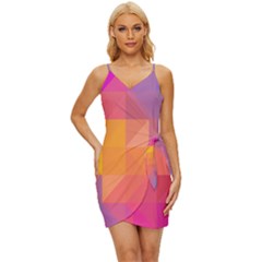 Illustration Geometric Pattern Design Graphic Wrap Tie Front Dress by Wegoenart