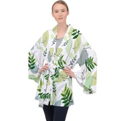 Leaves Long Sleeve Velvet Kimono  by nateshop