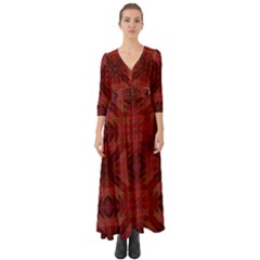 Maroon Button Up Boho Maxi Dress by nateshop