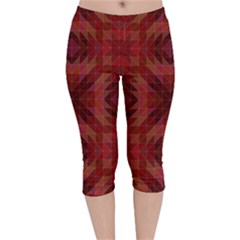 Maroon Velvet Capri Leggings  by nateshop