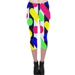 Illustration Geometric Form Circle Line Pattern Capri Leggings  by Wegoenart