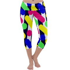 Illustration Geometric Form Circle Line Pattern Capri Yoga Leggings by Wegoenart