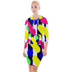 Illustration Geometric Form Circle Line Pattern Quarter Sleeve Hood Bodycon Dress by Wegoenart