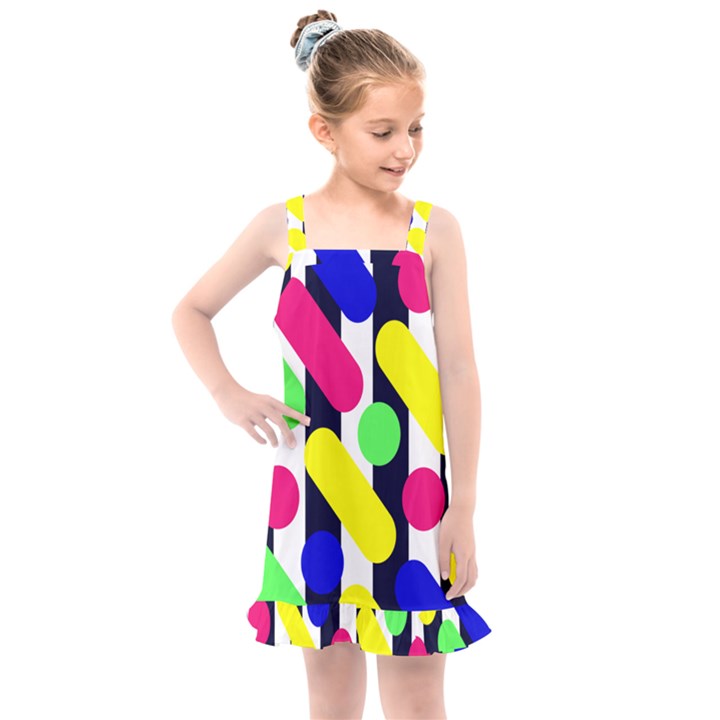 Illustration Geometric Form Circle Line Pattern Kids  Overall Dress