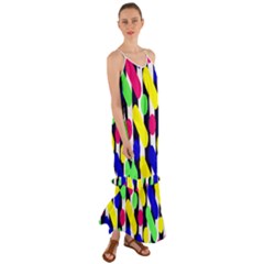 Illustration Geometric Form Circle Line Pattern Cami Maxi Ruffle Chiffon Dress by Wegoenart