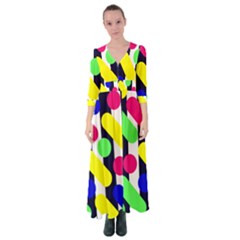 Illustration Geometric Form Circle Line Pattern Button Up Maxi Dress by Wegoenart