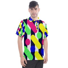 Illustration Geometric Form Circle Line Pattern Men s Polo Tee by Wegoenart