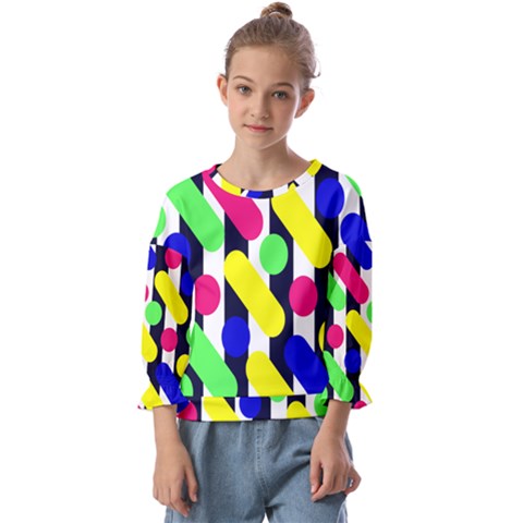 Illustration Geometric Form Circle Line Pattern Kids  Cuff Sleeve Top by Wegoenart