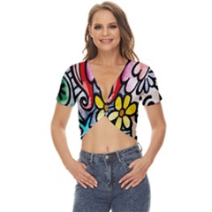 Modern-art Twist Front Crop Top by nateshop