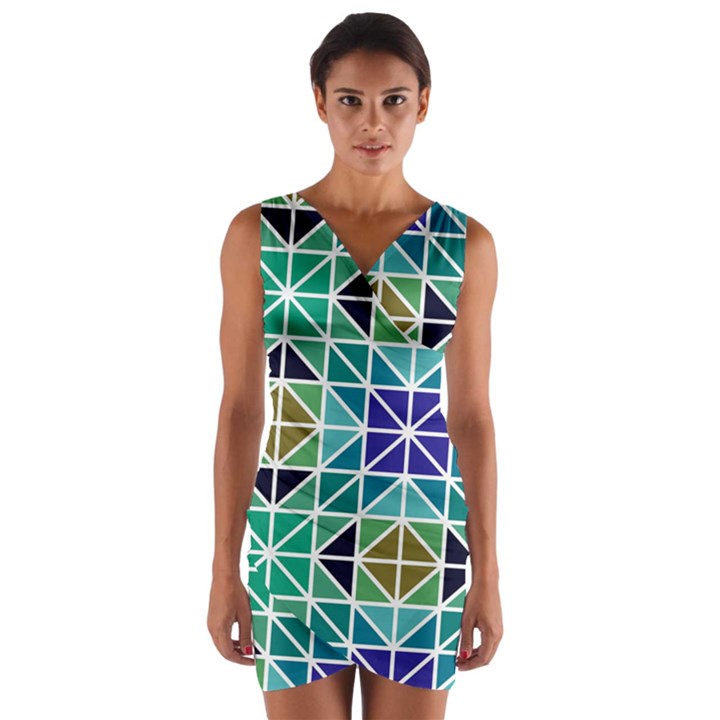 Mosaic Wrap Front Bodycon Dress