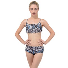 Embroidered Symmetry Layered Top Bikini Set by kaleidomarblingart