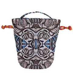 Embroidered Symmetry Drawstring Bucket Bag by kaleidomarblingart