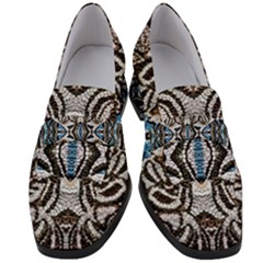 Embroidered Symmetry Women s Chunky Heel Loafers by kaleidomarblingart