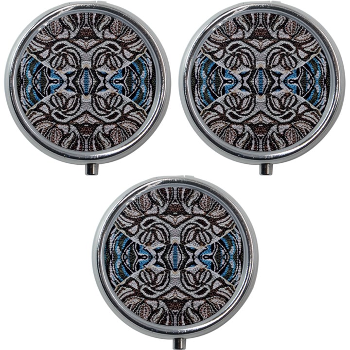 Embroidered symmetry Mini Round Pill Box (Pack of 3)