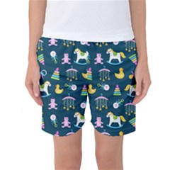 Cute Babies Toys Seamless Pattern Women s Basketball Shorts by Vaneshart