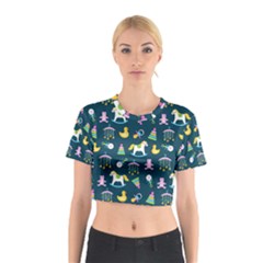 Cute Babies Toys Seamless Pattern Cotton Crop Top by Vaneshart