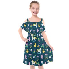 Cute Babies Toys Seamless Pattern Kids  Cut Out Shoulders Chiffon Dress by Vaneshart