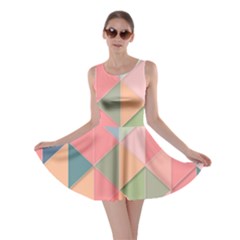 Illustration Pink Background Geometric Triangle Skater Dress by Wegoenart