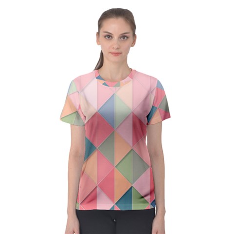 Illustration Pink Background Geometric Triangle Women s Sport Mesh Tee by Wegoenart