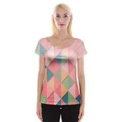 Illustration Pink Background Geometric Triangle Cap Sleeve Top by Wegoenart