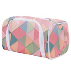 Illustration Pink Background Geometric Triangle Toiletries Pouch by Wegoenart