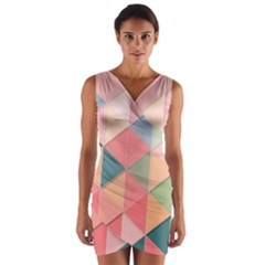 Illustration Pink Background Geometric Triangle Wrap Front Bodycon Dress by Wegoenart