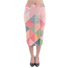 Illustration Pink Background Geometric Triangle Midi Pencil Skirt by Wegoenart